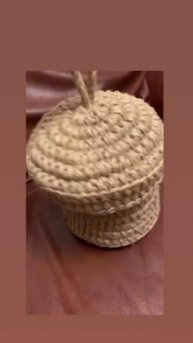 Корзина декоративная из джута с крышкой