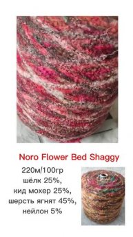 Японская секционная пряжа для вязания Noro Flower Bed Shaggy