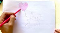 Милый рисунок мишки с шариком 🎈мишка тедди легкий рисунок