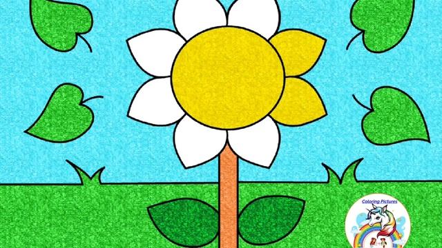 Coloring picture of sunflowers for kids 4K Раскрасить изображение подсолнухи для детей 4K