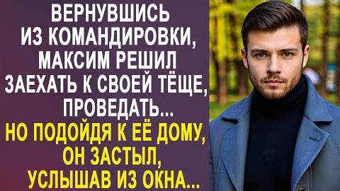 Вернувшись из командировки, Максим решил заехать к своей тёще, проведать... Но подойдя к её дому...