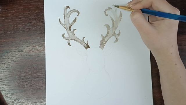 Как нарисовать оленя красками 🦌