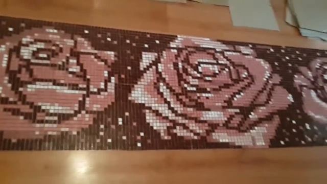 Мозаика кот и розы