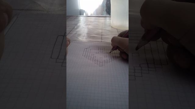 Сердца с арбузом по клеточкам