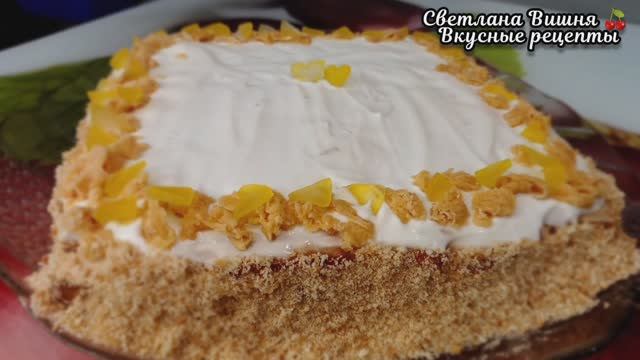 Торт "Топлёное молоко". Простой рецепт без выпечки. Нежный десерт со вкусом топлёного молока.