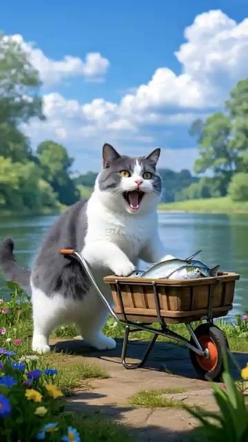Chef Cat is frying fish today to treat guests. #cat #cuteecats #cats #cute #catt