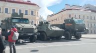 С-400, 3С-СТС «Ахмат», БТР-82А и КамАЗ-6350 на репетиции парада в Санкт-Петербурге