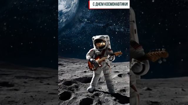 Видео нейро открытка День космонавтики 12 апреля