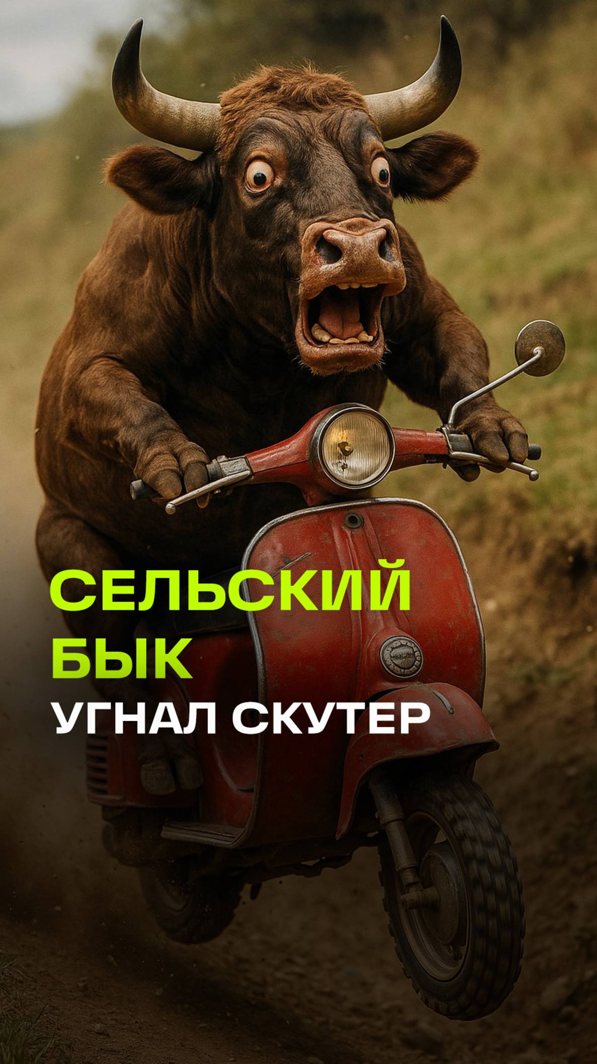 Бык угнал скутер: рогатый лихач решил, что закон— не для него