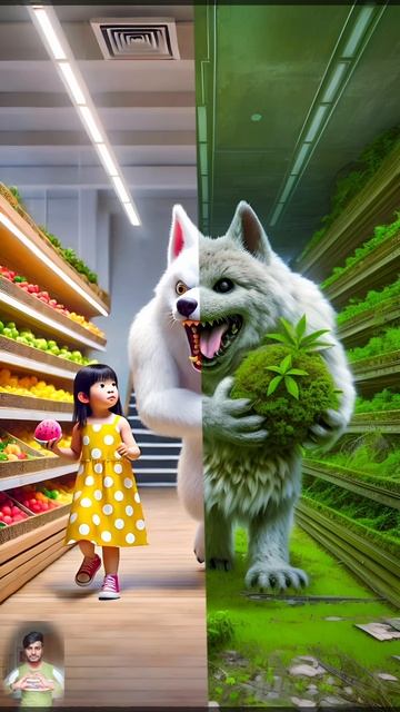 ❤️ Evolution of Baby： Big wolf hold pink fruit with baby in mall 🥰 5 #cat #cute #love #shorts