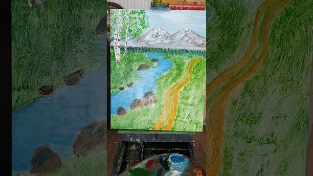 Мастер класс "Солнечный путь" холст 50*40, масло. Авторская работа. Композиция.