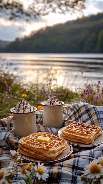 Утренний Завтрак у Озера: Идиллия Природы 🌅☕️