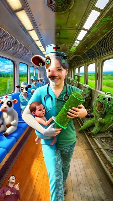 ❤️ Evolution of Baby： Crying baby in train with  Cow nurse 🥰 AvenTok ✅ #cat #cute #love #shorts