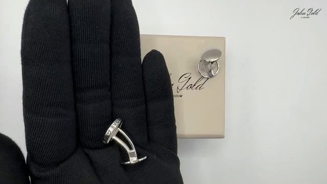 Запонки из серебра 925 пробы "К" с ювелирной эмалью и покрытием родием