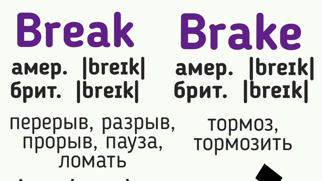 Похожие по звучанию/написанию слова (с разным значением)👉break/brake