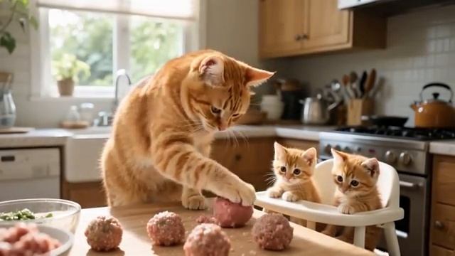 Кошка кормит котят 🐱