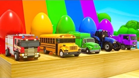 Мультики для детей Семейные песни с пальчиками - Игра с цветным футбольным мячом в школьном автобусе