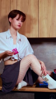 Short Dress and Fishnet Stockings. Candy Girl. Part 7