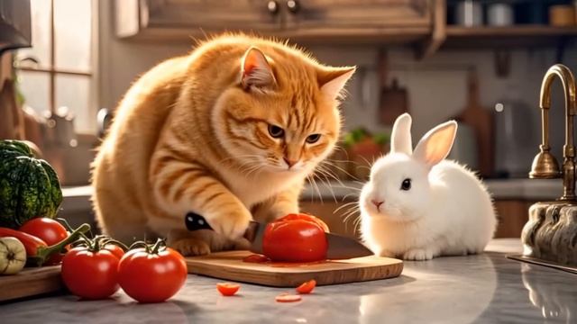 Рыжий кот спасает животных.