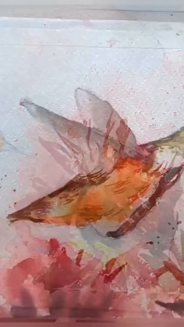 Невероятная колибри акварелью. #акварель #shorts #artshorts #sketching #watercolourtutorial