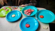 играем в игрушечную детскую посудку