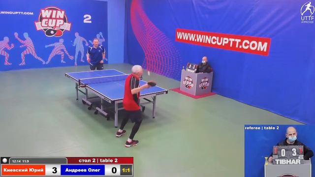 Киевский Юрий 3-2 Андреев Олег  Турнир Восток 4 WIN CUP 16.12.2021. Прямой эфир Зал 2.