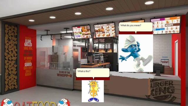 MSAgent Skits - Clumsy Smurf gives a Poop Whopper on customer!
