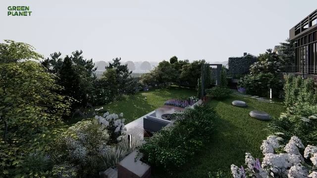 Ландшафтный проект от компании Green Planet. Дневная визуализация
