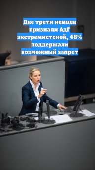 Две трети немцев признали АдГ экстремистской, 48% поддержали возможный запрет