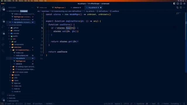 05. 1.4 - Creating our own defineStore()