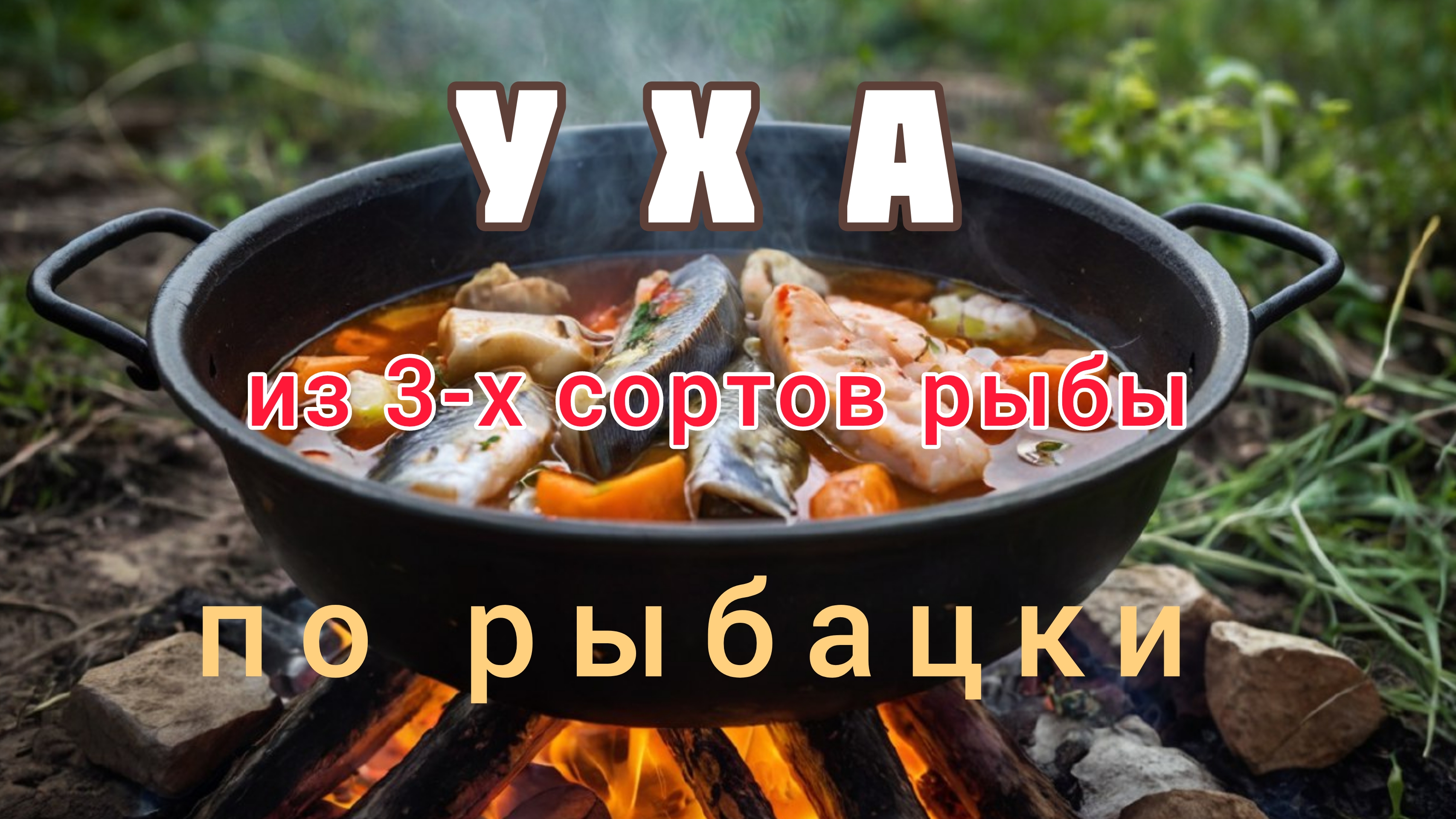 Уха из трёх сортов рыбы на огне, по рыбацки. #уха #рыбалка #рецепт