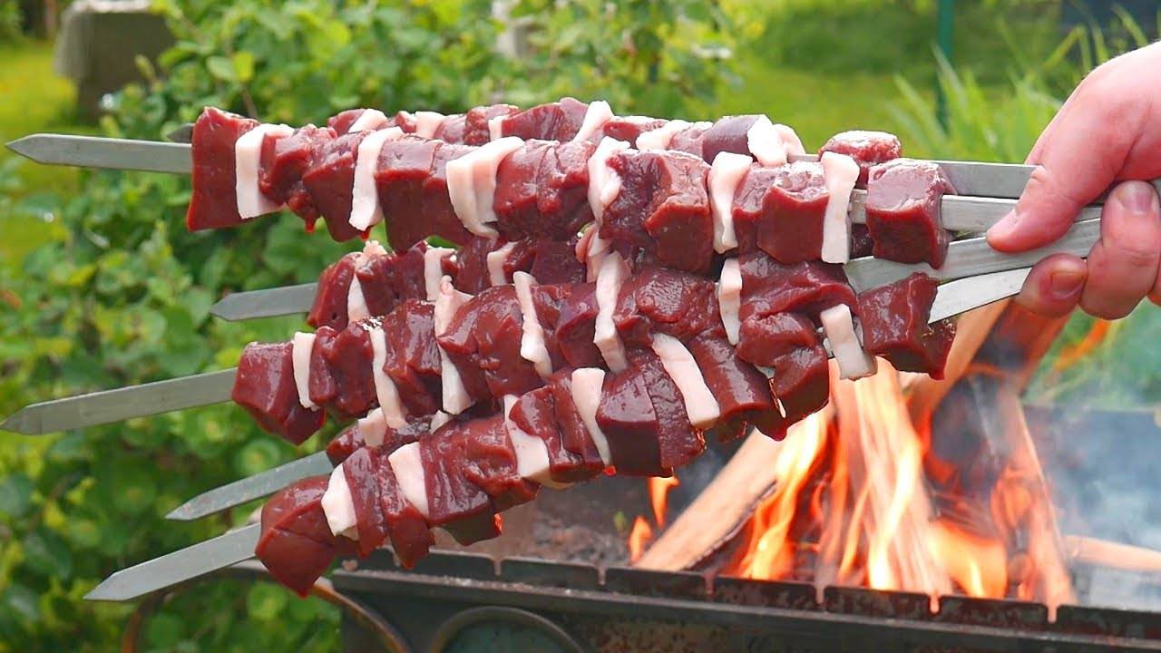 ШАШЛЫК из Говяжьей ПЕЧЕНИ на мангале
