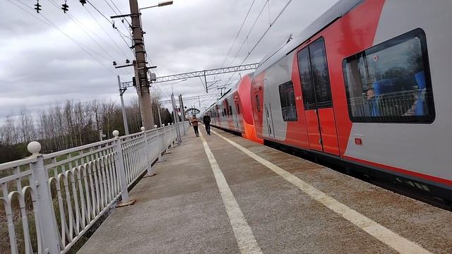 Двойной Электропоезд Ласточка ЭС2Г-030+ЭС2Г-012 Сообщением Санкт-Петербург-Тосно Металлострой