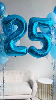 Комплект шаров на 25 лет Сапфировая ночь