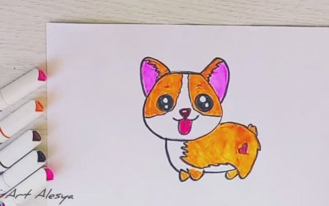 Как нарисовать милого щенка Корги!