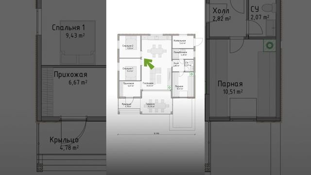 Как разместить в каркасном доме на 83 м² сауну, бассейн, 2 спальни и оставили функциональную площадь