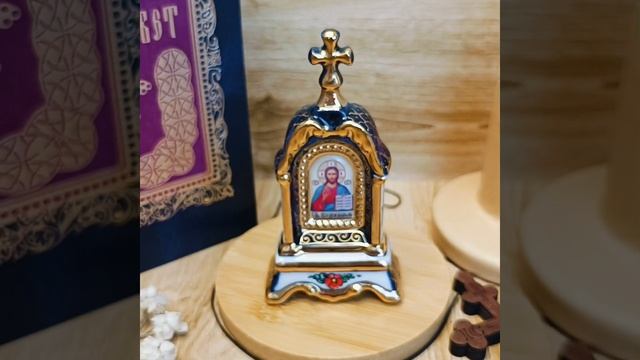 Киот Господь Вседержитель , гжельский фарфор