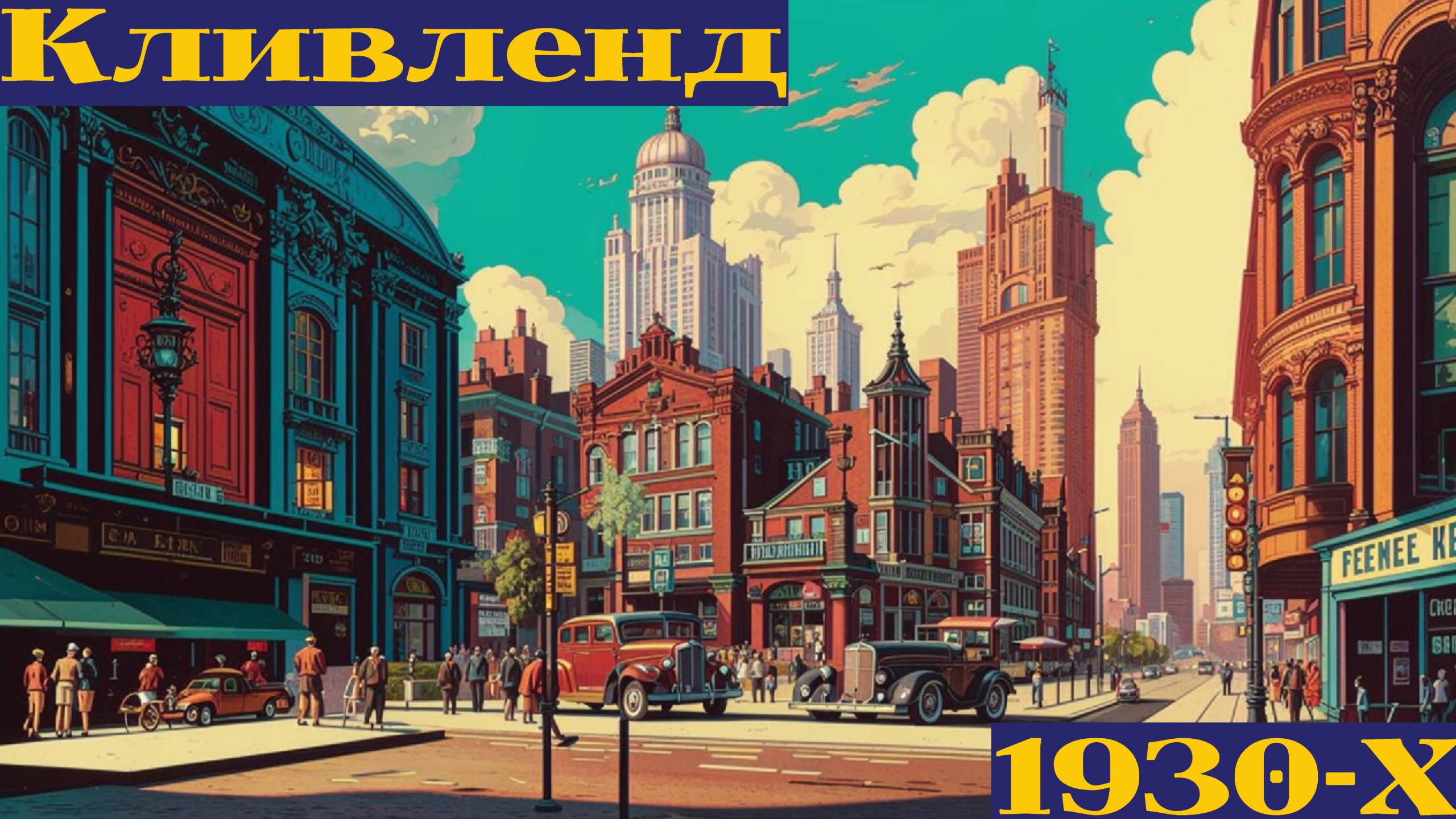Кливленд 1930-х годов в цвете, центр города. (NASS)