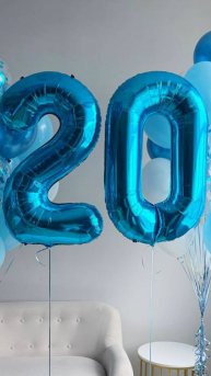 Комплект шаров на 20 лет Синий талисман