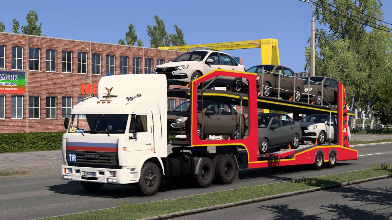 Euro truck Simulator 2: Везём новенькие Lada Granta в автосалон