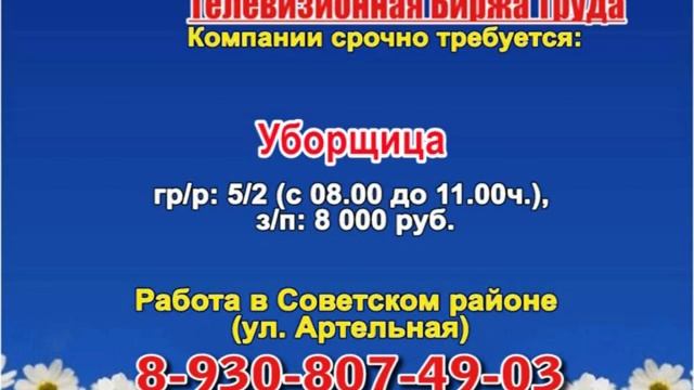 13 июня _08.30_Работа в Нижнем Новгороде_Телевизионная Биржа Труда