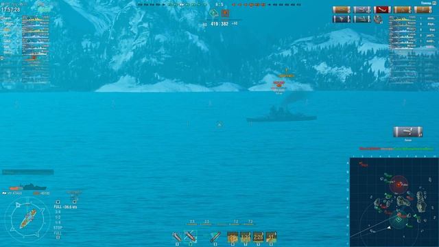 Бой на японском крейсере 8 уровня IJN Atago заточенным в инвиз
