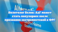 Политолог Белов: АдГ может стать популярнее после признания экстремистской в ФРГ