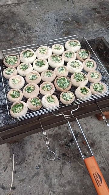 Вкуснейшие шампиньоны, приготовленные на костре)))