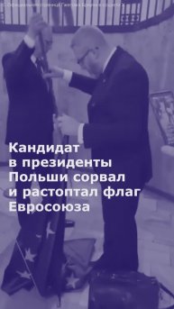 Кандидат в президенты Польши сорвал и растоптал флаг Евросоюза