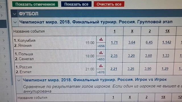 Прогноз на ЧМ-2018. Россия Египет. Колумбия Япония. Польша Сенегал. 19.06.2018.