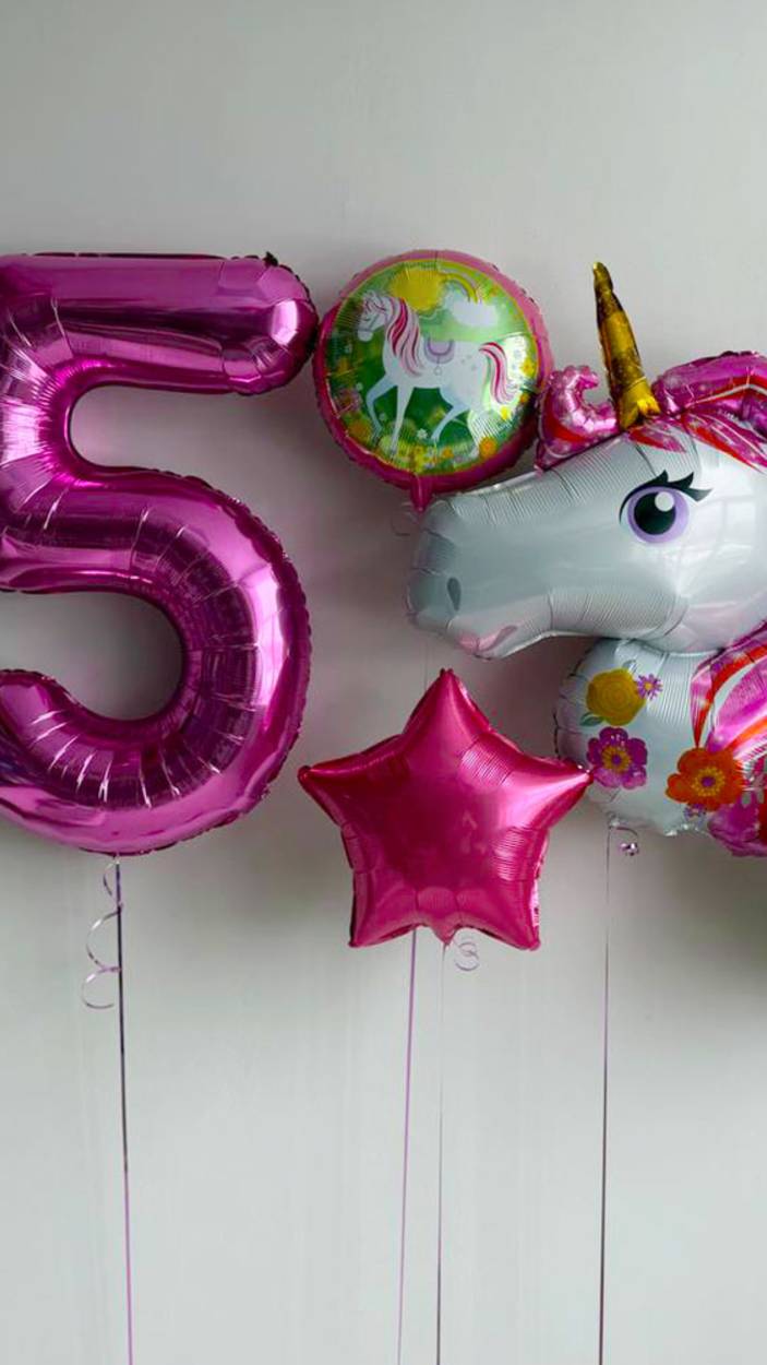 Сет шаров с единорогом на 5 лет девочке