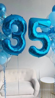 Композиция воздушных шаров на 35 лет Сапфировый сувенир
