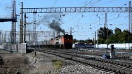 Тепловоз 2ТЭ10М-3393. Отправление на Бийск+световое приветствие.