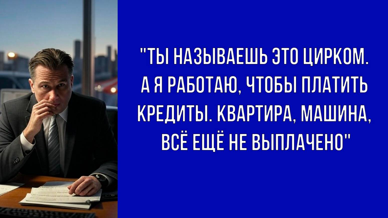 Это не цирк, а бизнес, а квартира и машина ещё в кредит
